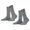 ESPRIT Fine Stripe 2-Pack - Chaussettes - Light Greymel