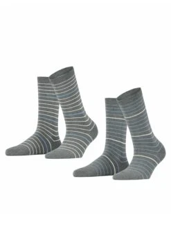 ESPRIT Fine Stripe 2-Pack - Chaussettes - Light Greymel