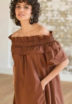 Next Bardot Frill Midi Standard - Robe De Jour - Chocolate Brown -Magasin Général De Mode 1f718ef600d84620961b7a33010bcf27