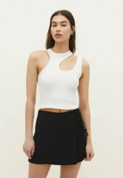 Stradivarius Flowing With Bow Detail - Jupe Portefeuille - Metallic Black