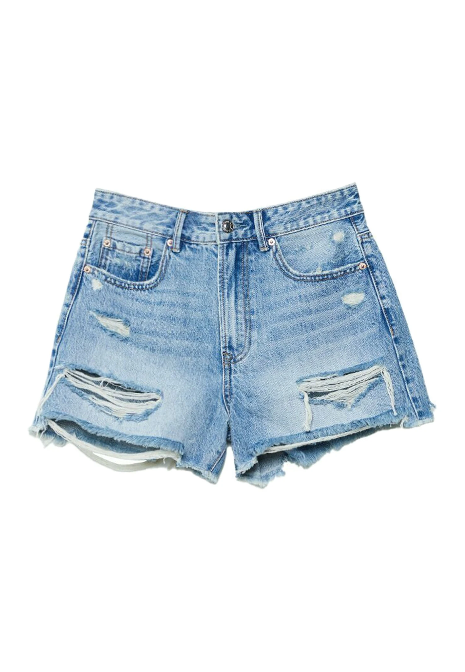 Stradivarius Ripped - Short En Jean - Used Denim 7 Stradivarius Ripped - Short En Jean - Used Denim – Image 5