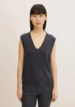 Tom Tailor Mit V Ausschnitt  - Pullover - Evident Anthracite Melange