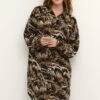 Kaffe Kalena - Robe Chemise - Brown Tones Big Leaf Print -Magasin Général De Mode 78f5d09e8b844707a50d1ec2c0018727