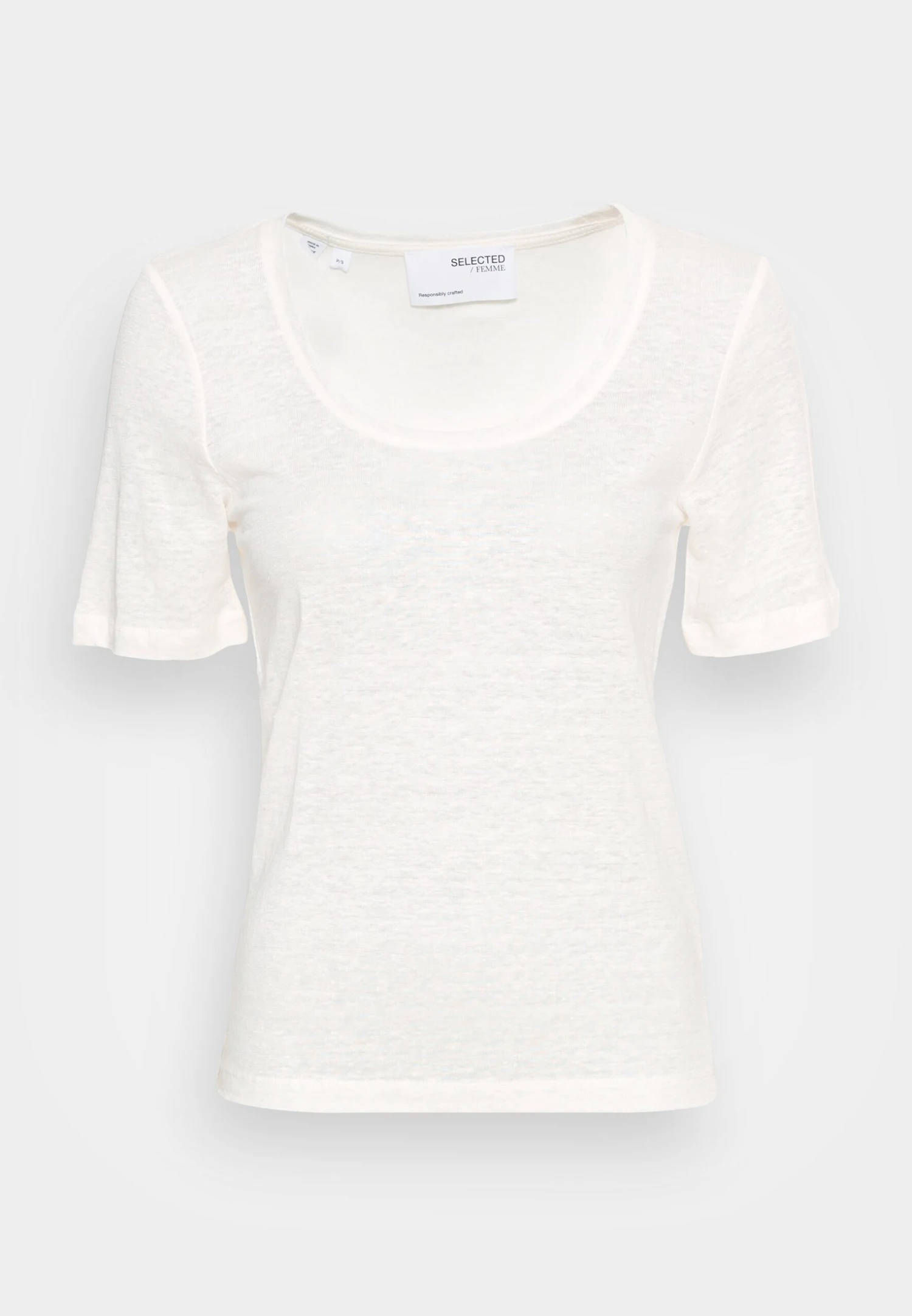 Selected Femme Slflinda U Neck Tee - T-Shirt Basique - Snow White 6 Selected Femme Slflinda U Neck Tee - T-Shirt Basique - Snow White – Image 4