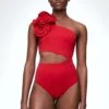 Oysho Floral Asymmetric - Maillot De Bain - Red -Magasin Général De Mode 9e4270d9627046598c22749bacb43a4f