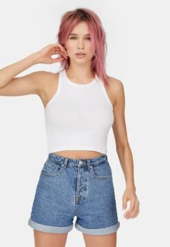 Nouvelles versions 9 Stradivarius Mom-Fit - Short En Jean - Blue Denim