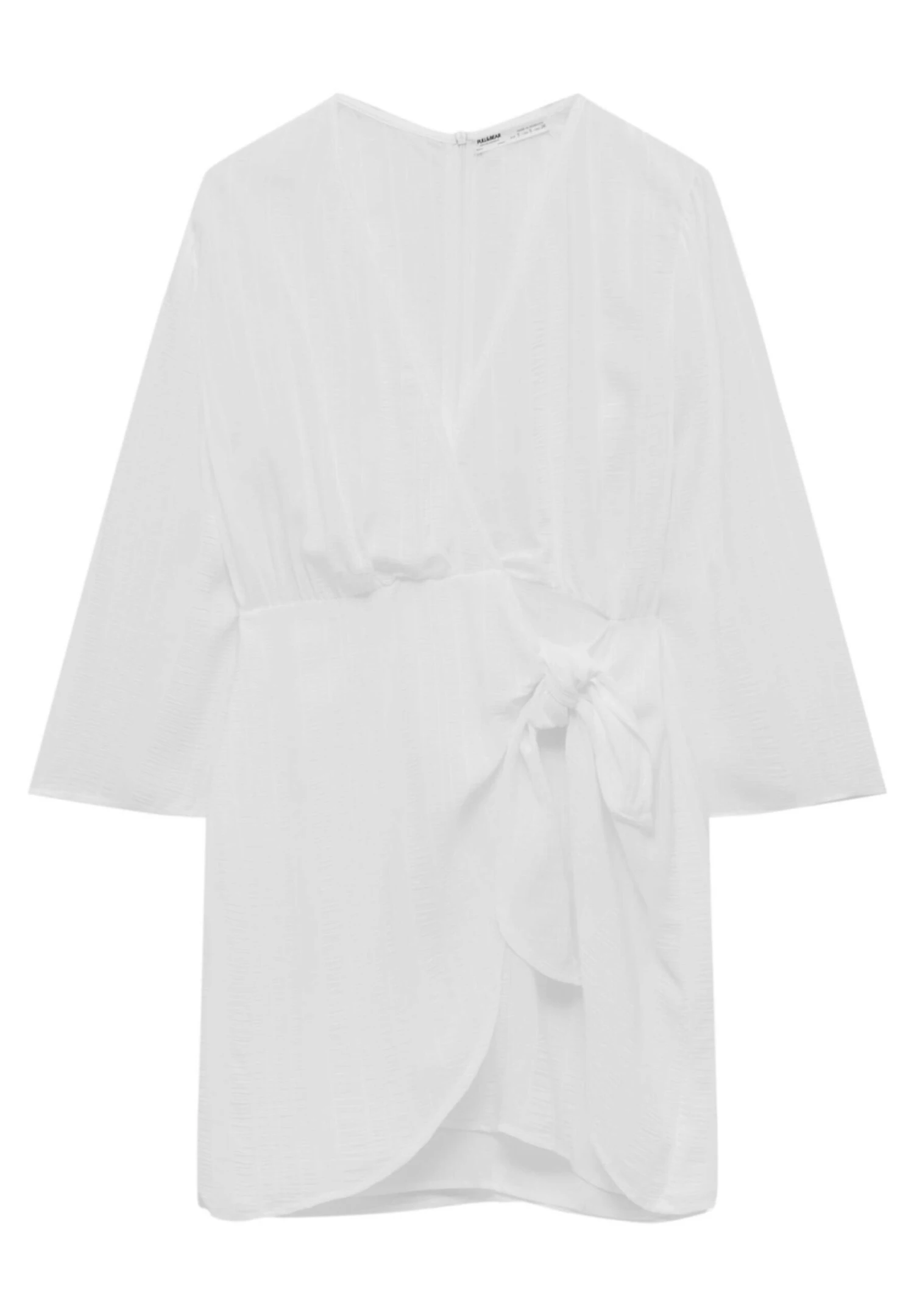 PULL & BEAR Bell Sleeve Wrap - Robe De Jour - White 7 PULL & BEAR Bell Sleeve Wrap - Robe De Jour - White – Image 5