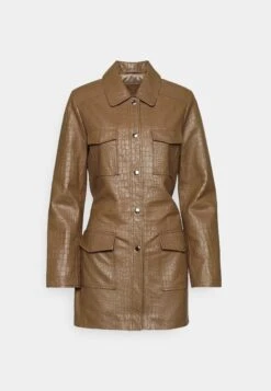 Natalie Croco Embossed Belted Jacket - Manteau Court - Taupe Shinny -Magasin Général De Mode a682fb88311243e7aaa42f33cb5fa001