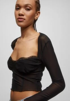 PULL & BEAR Trimmed - Blouse - Black -Magasin Général De Mode af8a34b0a3ee4c46953d8d01926975ca