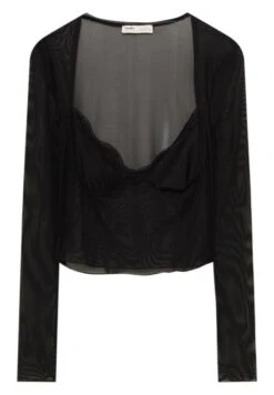 PULL & BEAR Trimmed - Blouse - Black -Magasin Général De Mode b16877e4f9a9463b917606e545029f62
