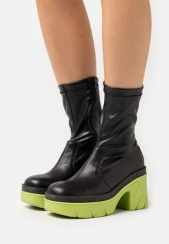 Steve Madden Georginia - Bottines À Plateau - Black/Lime