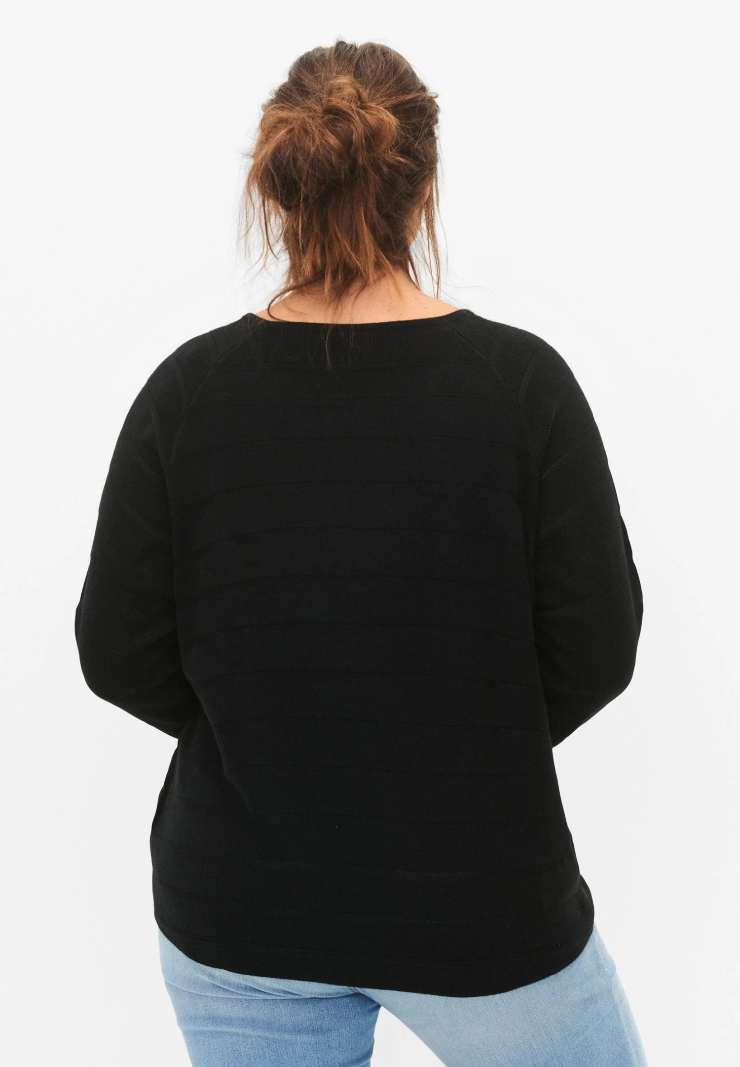 Zizzi With Tone-On-Stripes - Pullover - Black 5 Zizzi With Tone-On-Stripes - Pullover - Black – Image 3