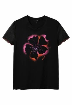Desigual Arty Tulle Sleeve - T-Shirt Imprimé - Black -Magasin Général De Mode bf5ae8d02ab045c3b1364552ec607a64