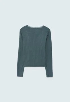 Stradivarius Lace Trim Detail - T-Shirt À Manches Longues - Dark Grey -Magasin Général De Mode cace3ca10fe24f0d90cd8e4ad5c64a7c