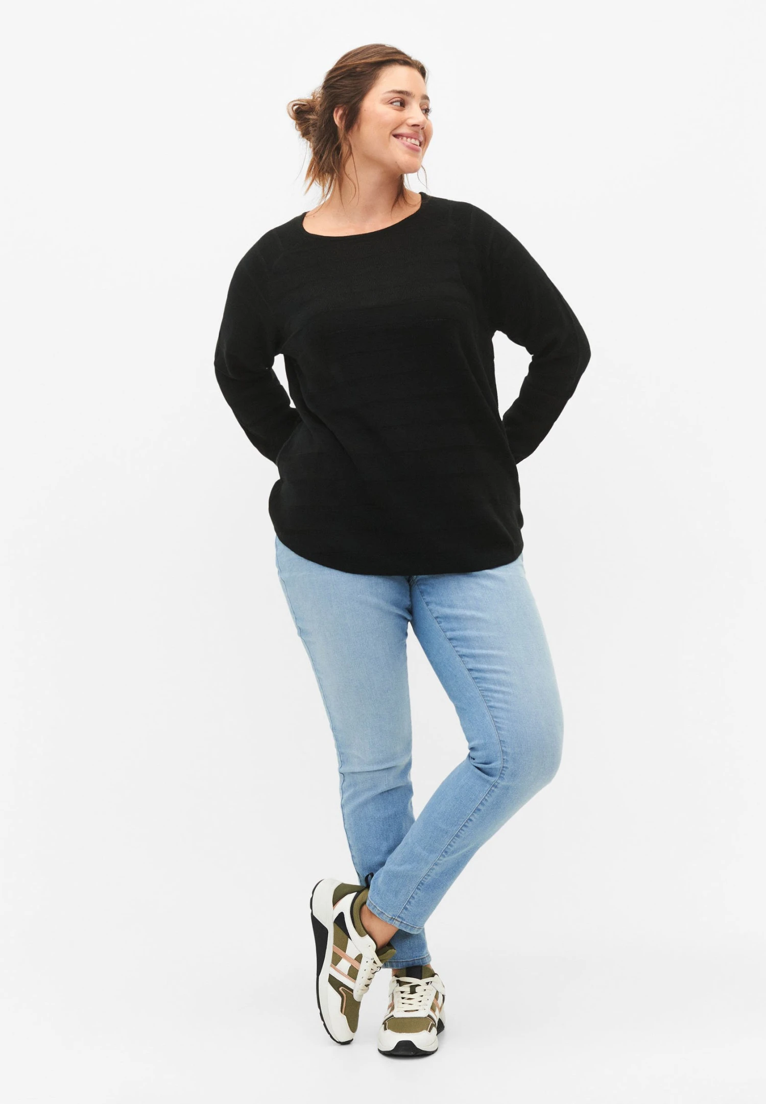 Zizzi With Tone-On-Stripes - Pullover - Black 4 Zizzi With Tone-On-Stripes - Pullover - Black – Image 2