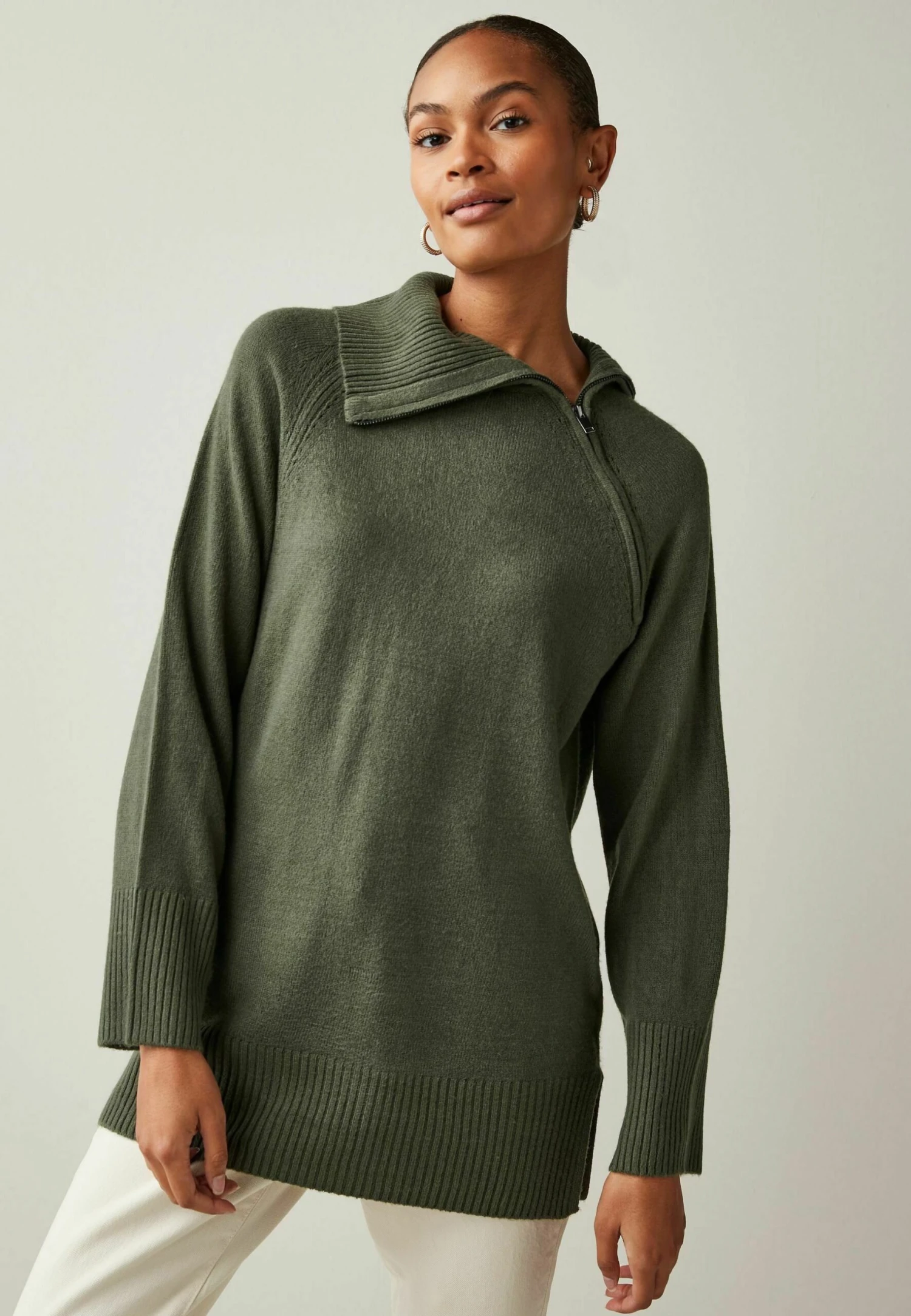 Next High Neck Zip Detail Standard - Pullover - Green 3 Next High Neck Zip Detail Standard - Pullover - Green